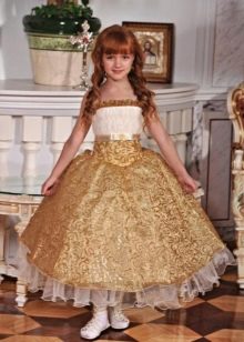 Floor-length golden prom dress for kindergarten