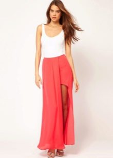 Asymmetric skirt with white top