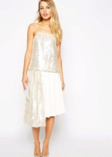 Sequin asymmetric skirt