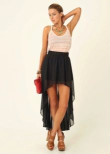 Black asymmetric train skirt