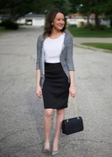 Black pencil skirt paired with pumps