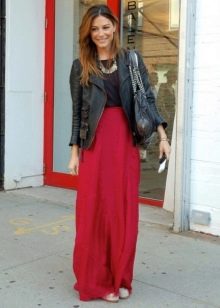 Long burgundy half-sun skirt