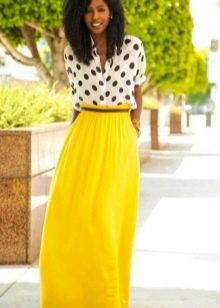 Long semi-sun skirt made of cotton fabric