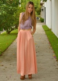 Long semi-sun skirt made of linen