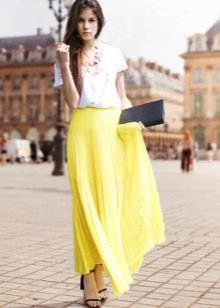 Long summer skirt half-sun yellow