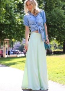 Long cotton semi-sun skirt