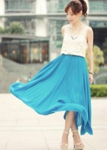 Long silk half-sun skirt