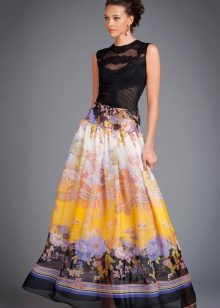 printed floor-length skirt