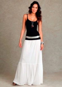 white cotton floor-length skirt