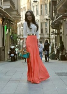 coral evening maxi skirt