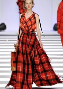 full-length plaid skirt