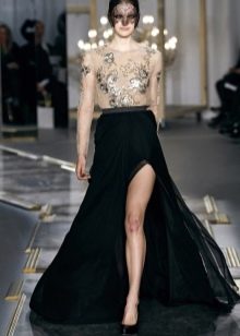 long black slit skirt