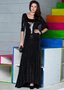 velvet black floor-length skirt