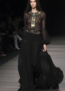 flounced chiffon long skirt