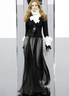 black and white ensemble with maxi skirt
