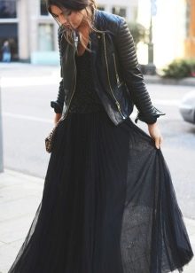 black skirt made of lightweight fabric