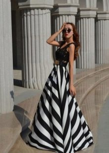long black and white striped summer skirt
