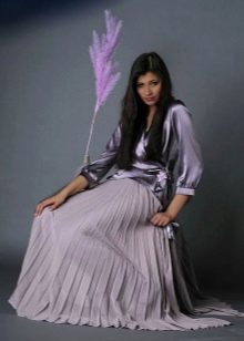 lilac long pleated skirt