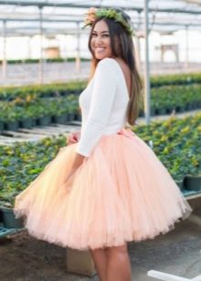 Short fluffy apricot tank skirt