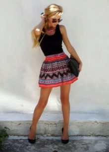 Mini skirt for summer with an unusual ornament