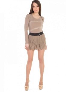 light beige ruffled micro skirt