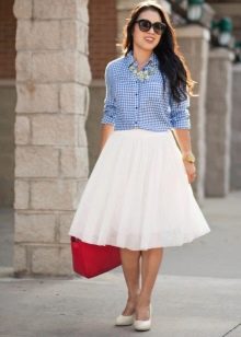 Layered skirt combined with a shirt