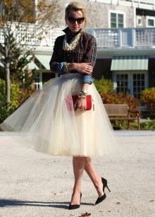 Accessories and decorations for a multi-layer skirt in combination with a shirt