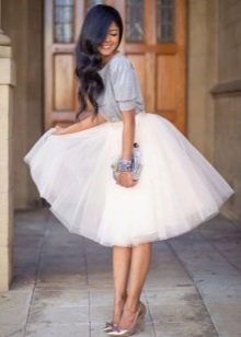 Layered white tulle skirt