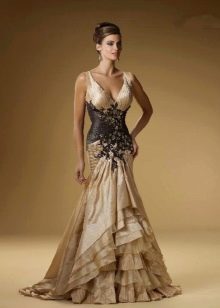 gold and black taffeta mermaid dress