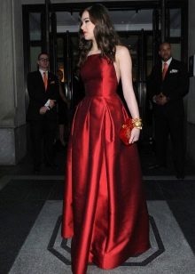 red silk taffeta dress