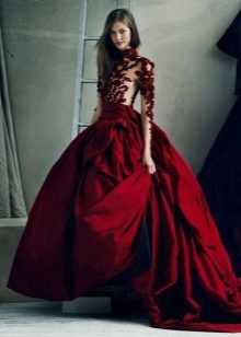 burgundy taffeta full skirt dress