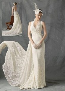 wedding dress with taffeta train
