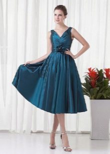 flower embellished taffeta evening dress