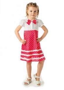 Straight dress for a girl of 5 years old with polka dots