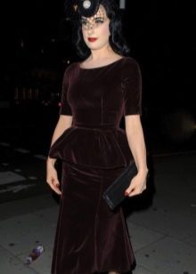 Velor dress with peplum