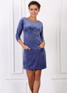Blue velor dress