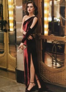 One-shoulder velor dress