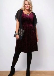 Burgundy velor dress for overweight