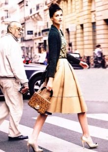 gold and beige full midi skirt