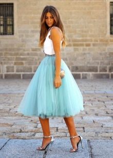 airy mint midi skirt