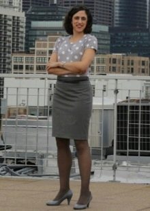 Gray Inverted Triangle Pencil Skirt for Women