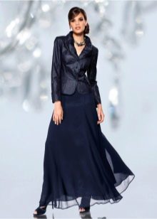 jupe longue en mousseline de soie noire