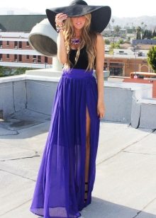 jupe fendue en mousseline violette