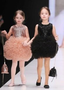 Chic designer puffy short dress for girls