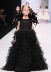 Chic designer fluffy dress on the floor for girls
