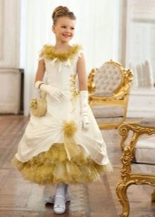 Gorgeous New Year's golden fluffy dress for a girl