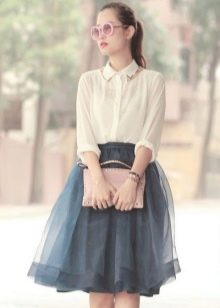 Jupe organza bleu soleil