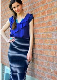 cross striped midi pencil skirt