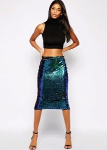 shiny pencil skirt