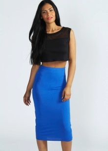 light blue midi pencil skirt